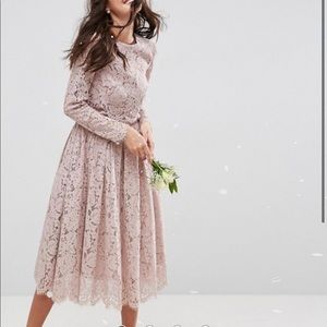 ASOS DESIGN lace long sleeve midi dress